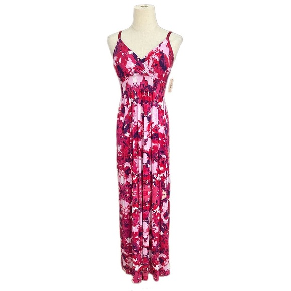 Allison Brittney Vibrant Pink Floral Maxi Dress - Picture 1 of 11